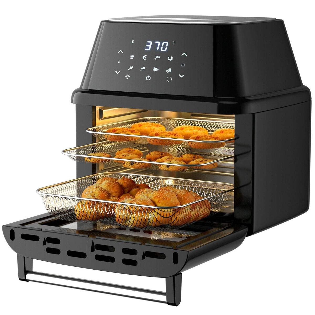 19 qt Multi-functional Air Fryer Oven 1800 W Dehydrator Rotisserie-Black-Toaster Ovens-DECOROLALA