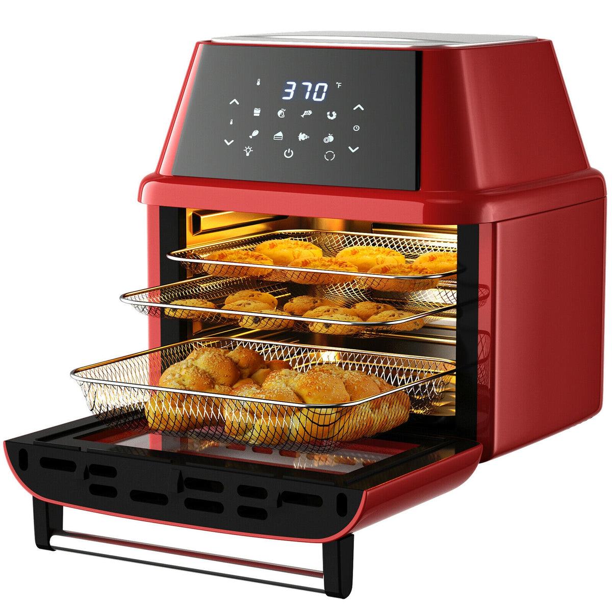 19 qt Multi-functional Air Fryer Oven 1800 W Dehydrator Rotisserie-Red-Toaster Ovens-DECOROLALA