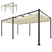 19' x 10' Pergola with Retractable UV50+ Canopy - Cream-DECOROLALA
