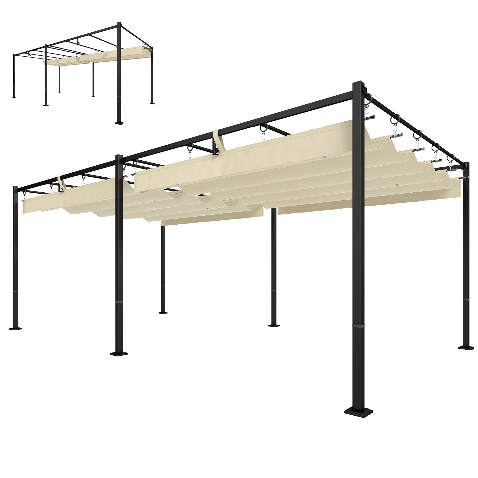 19' x 10' Pergola with Retractable UV50+ Canopy - Cream-DECOROLALA
