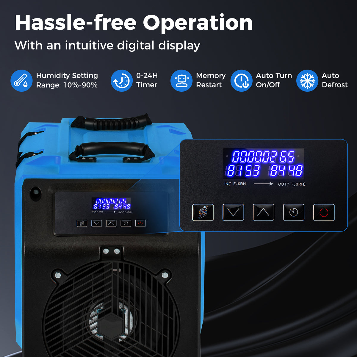 190 PPD Commercial Dehumidifier with Pump and 2 Wheels-Blue-Dehumidifiers-DECOROLALA