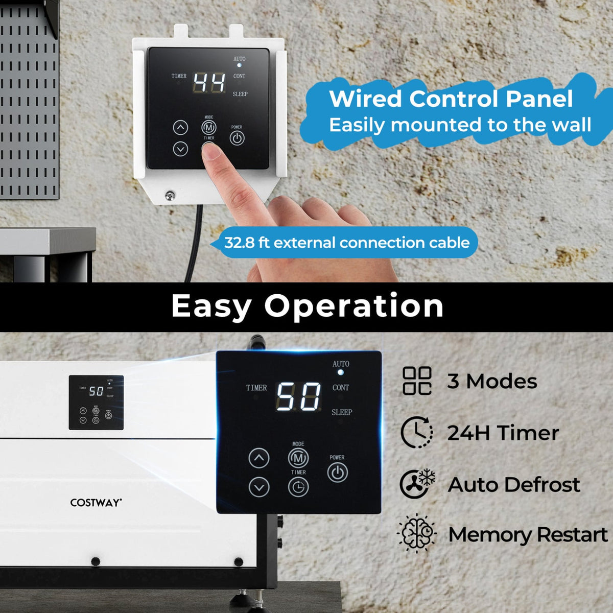 192 Pint Crawl Space Dehumidifier with 3 Modes and 24H Timer-White-Dehumidifiers-DECOROLALA