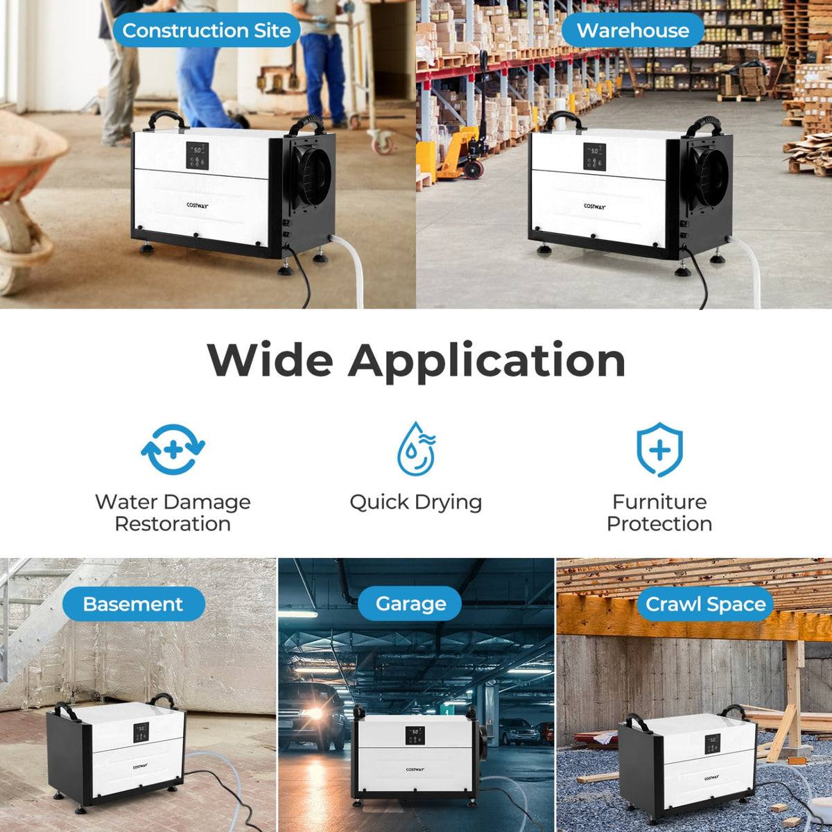 192 Pint Crawl Space Dehumidifier with 3 Modes and 24H Timer-White-Dehumidifiers-DECOROLALA