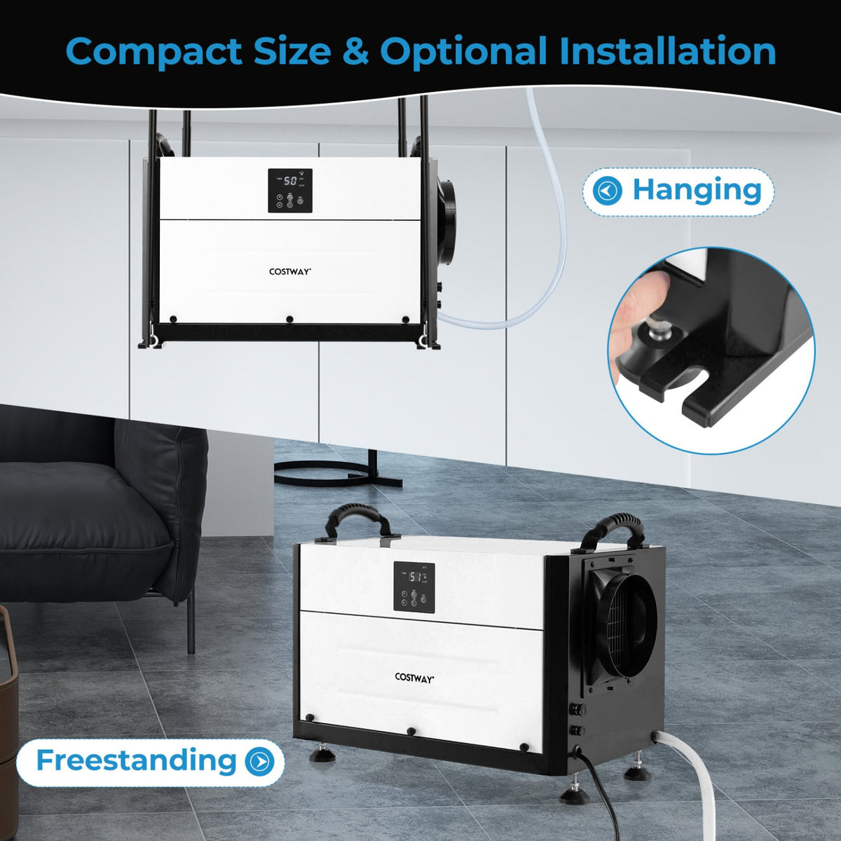 192 Pint Crawl Space Dehumidifier with 3 Modes and 24H Timer-White-Dehumidifiers-DECOROLALA