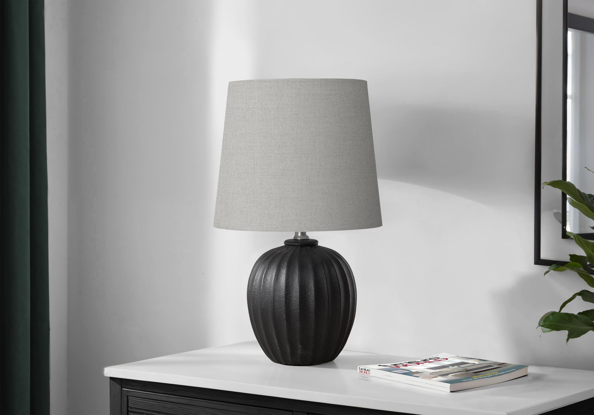 19"H Table Lamp Beige Resin Fluted Base-Lighting-DECOROLALA