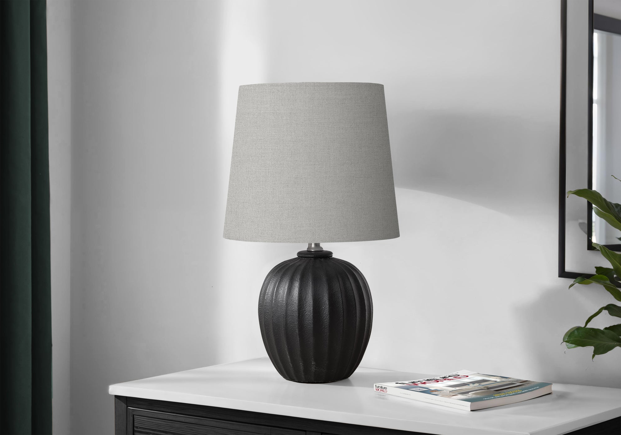 19"H Table Lamp Beige Resin Fluted Base-Lighting-DECOROLALA