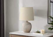 19"H Table Lamp Beige Resin Fluted Base-Lighting-DECOROLALA