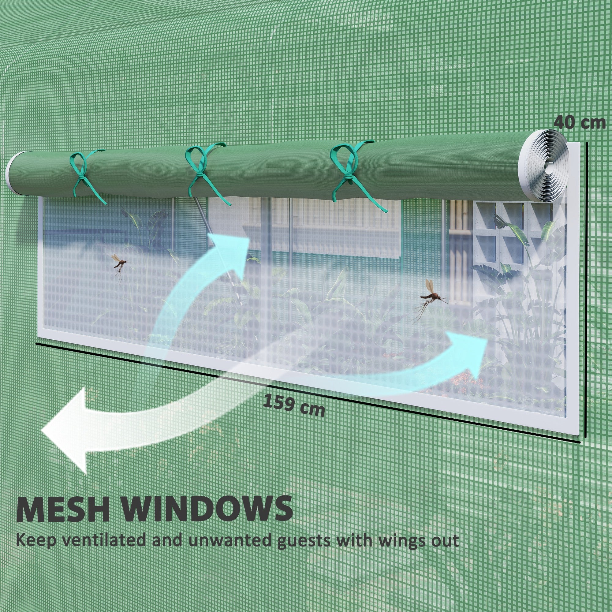 19.5' x 10' Tunnel Greenhouse - 3 Doors & Mesh Windows-DECOROLALA