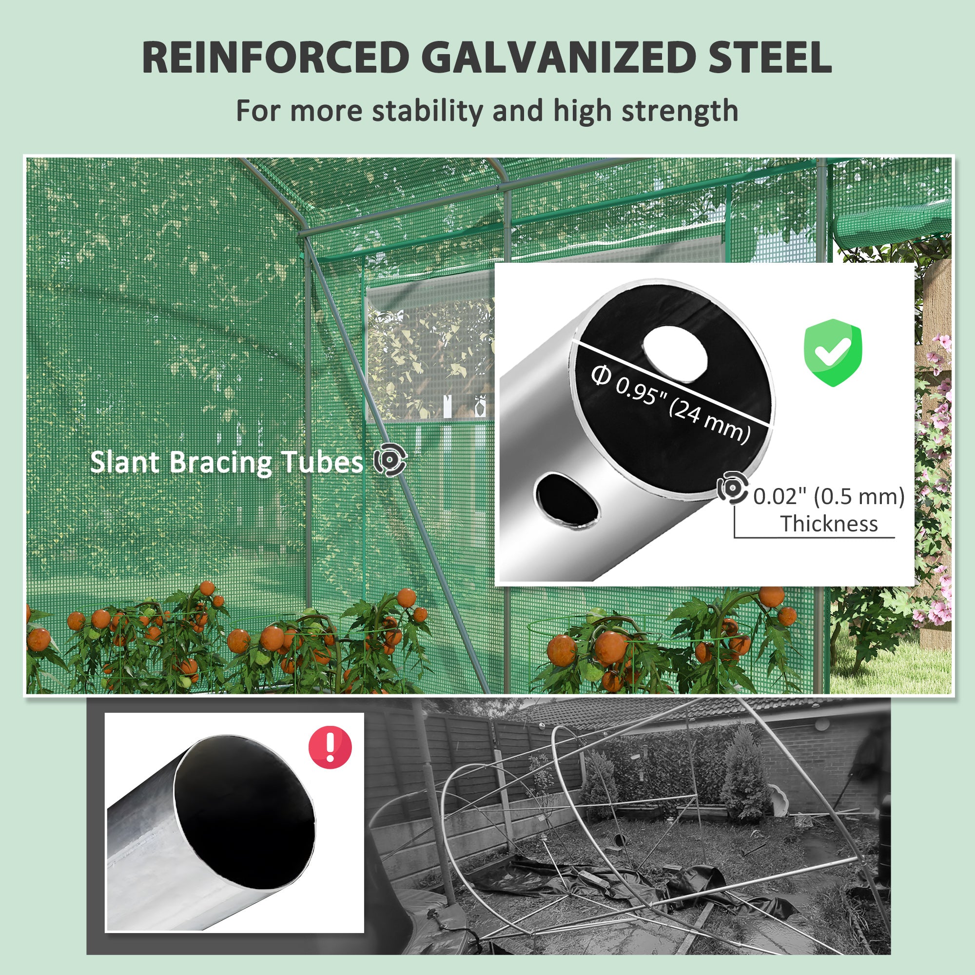19.5' x 10' Tunnel Greenhouse - 3 Doors & Mesh Windows-DECOROLALA