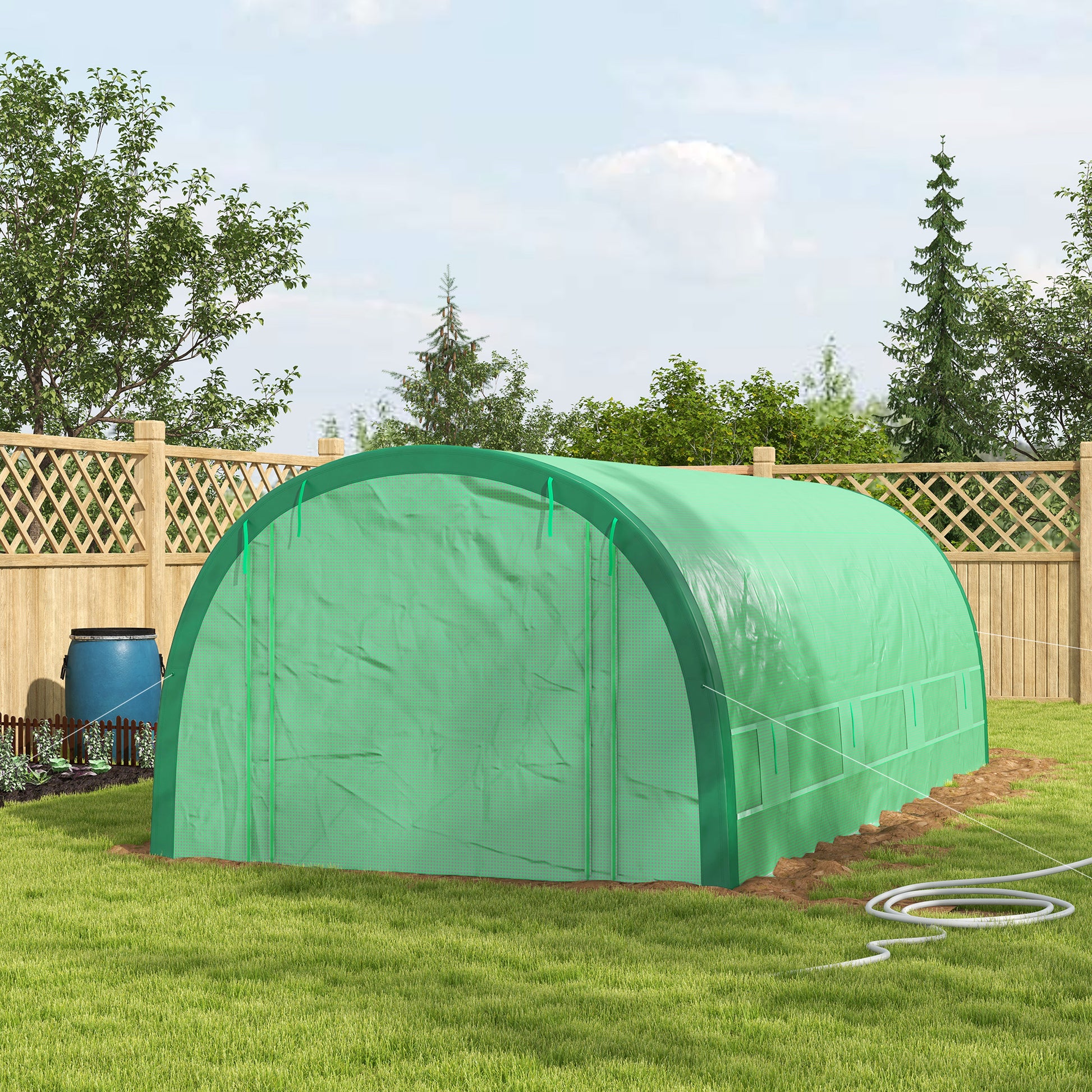 19.5' x 10' x 6.5' Tunnel Greenhouse - Green PE Mesh-DECOROLALA