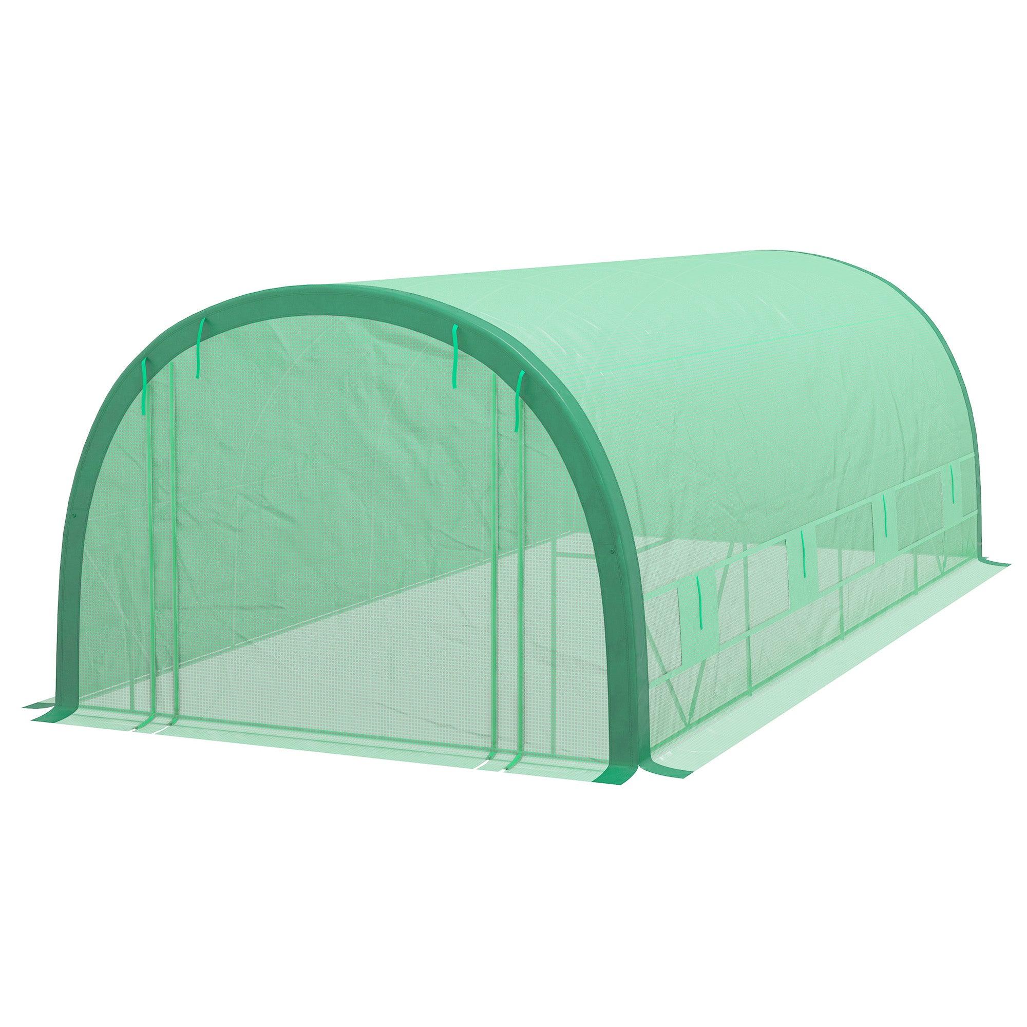19.5' x 10' x 6.5' Tunnel Greenhouse - Green PE Mesh-DECOROLALA