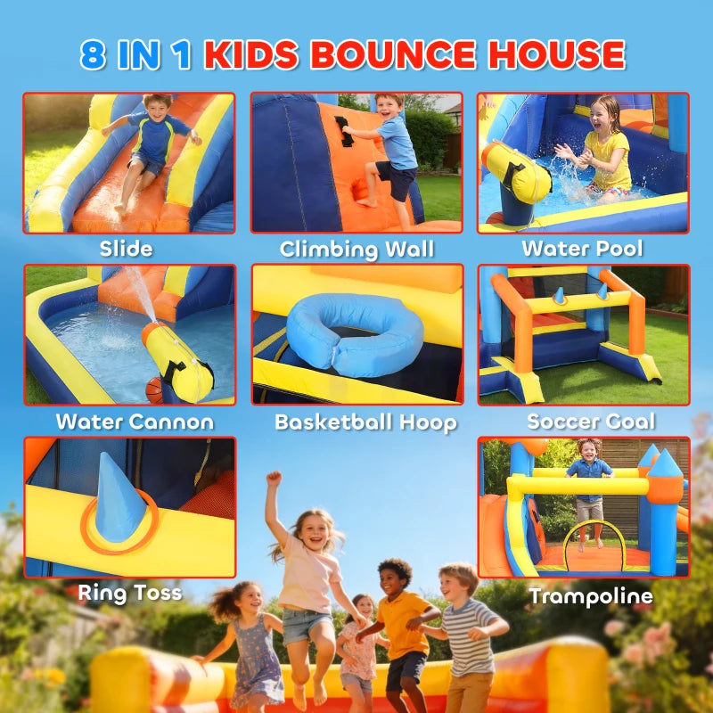 Qaba Inflatable Bouncy Castle with Slide, Pool and Blower