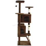63" Cat Tree, Multi-Level Cat Tower with Scratching Posts, Cat Condos, Bed, Platforms, Ramp, Toy Ball, Light Brown