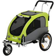 Aosom 2 in 1 Dog Bike Trailer, Foldable Pet Stroller, Dog Bicycle Trailer with Suspension, Universal Bicycle Coupler, Green