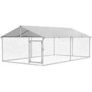 Parc pour chien extérieur de 13.1' x 7.5' x 4.9' avec couverture imperméable et résistante aux UV, pour chiens de taille moyenne à grande, argenté