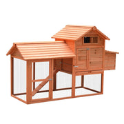 82" Deluxe Chicken Coop Wooden Large Hen House with Run and Nesting Box for Hens Rabbits, Orange
