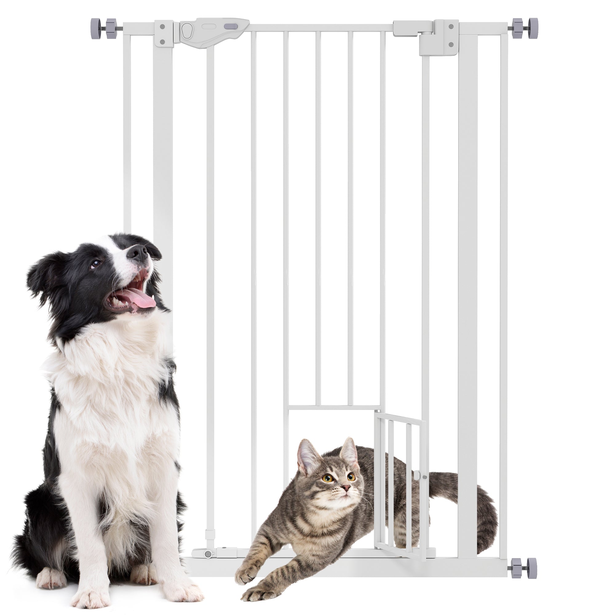 Barrières pour chiens d’intérieur de 41" à ouverture facile pour portes, maison et escaliers – blanc