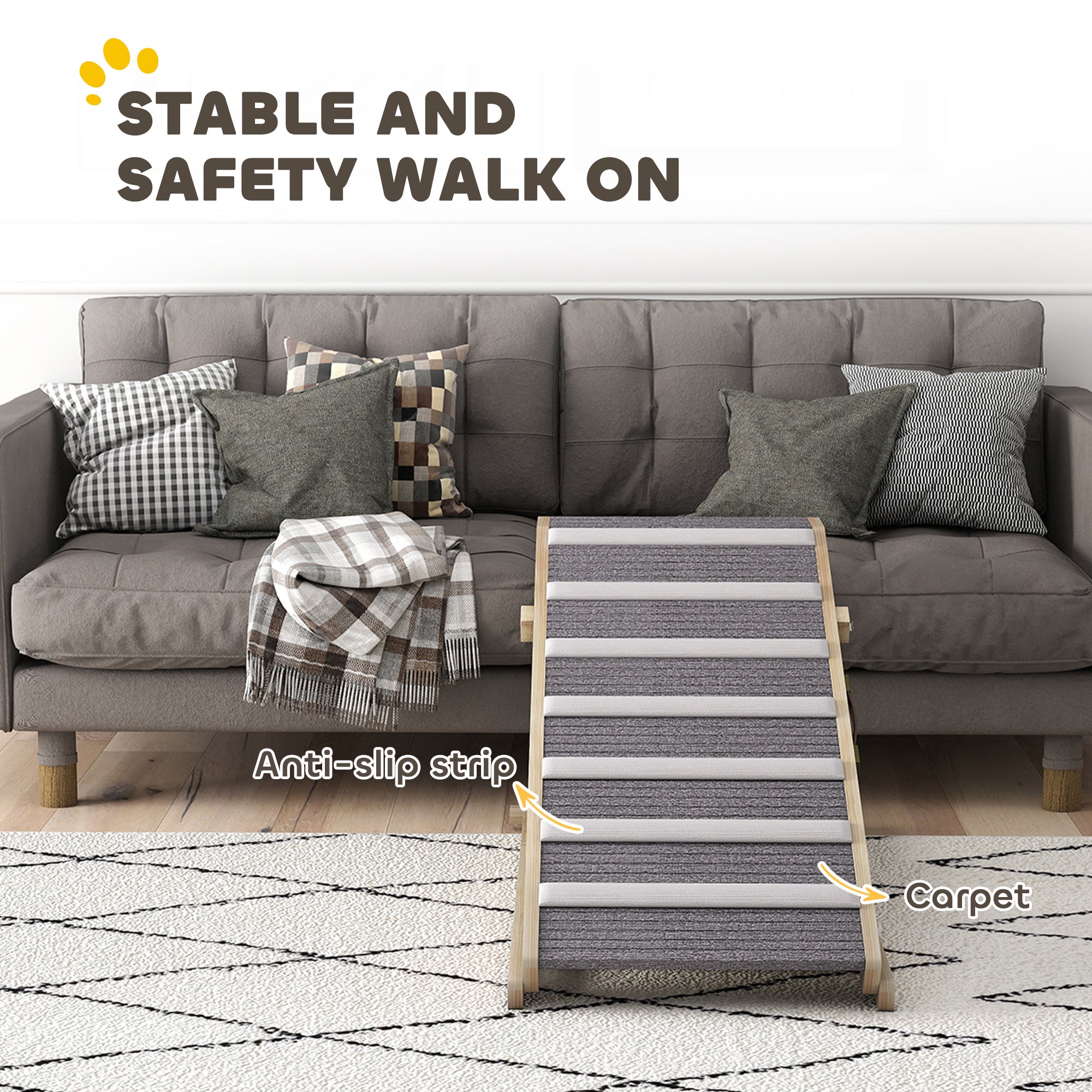 Dog Ramp for Couch, Foldable Pet Ramp for Small to Large Dog, 4 Adjustable Height from 14" to 20"
