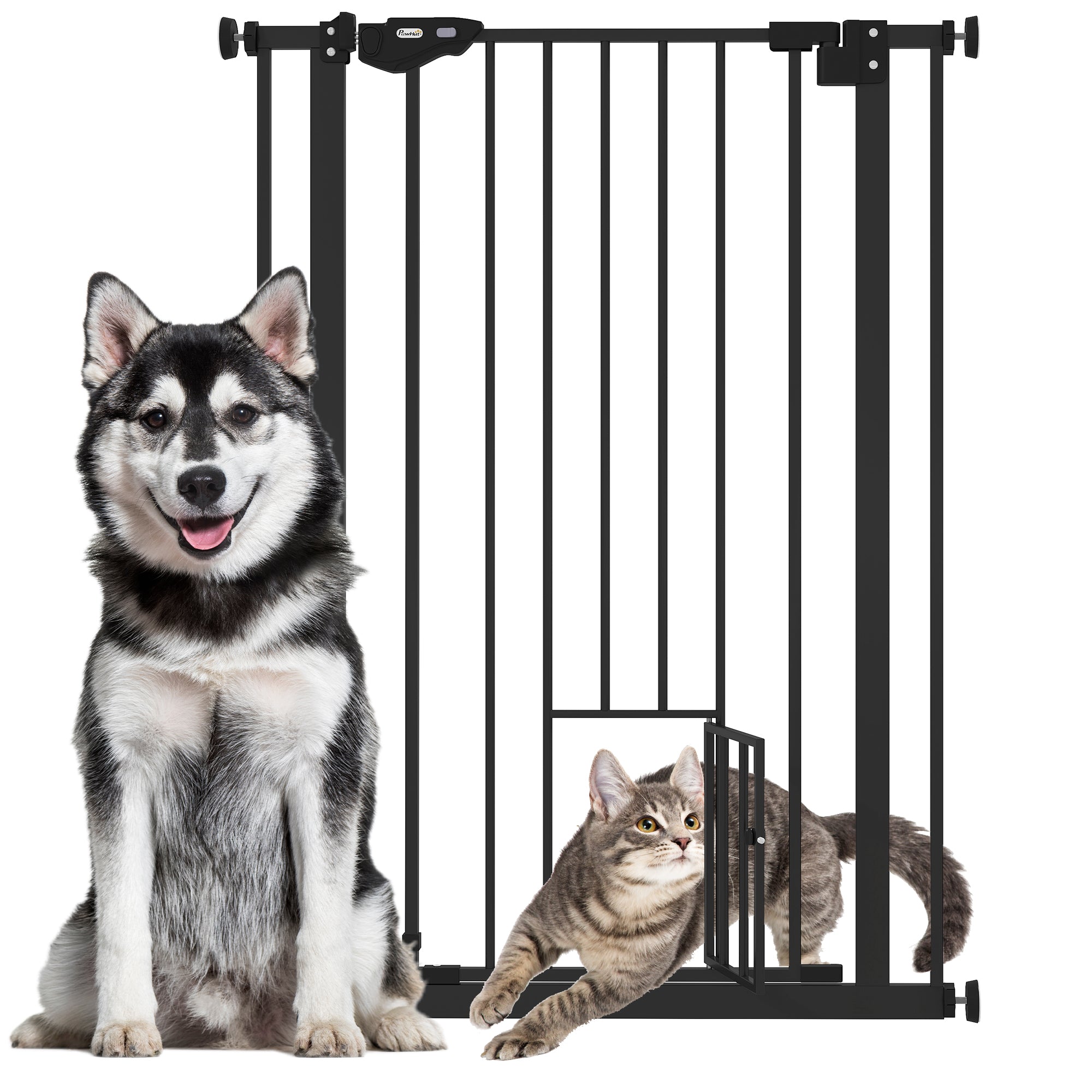 41" Easy Open Indoor Dog Gates for Doorways, House, Stair - Black