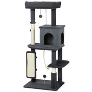 52 Inch Cat Tree with Scratching Posts, Cat Bed, Condo, Grooming Brush, Jumping Platforms, Toy Balls, Anti-tip Kit