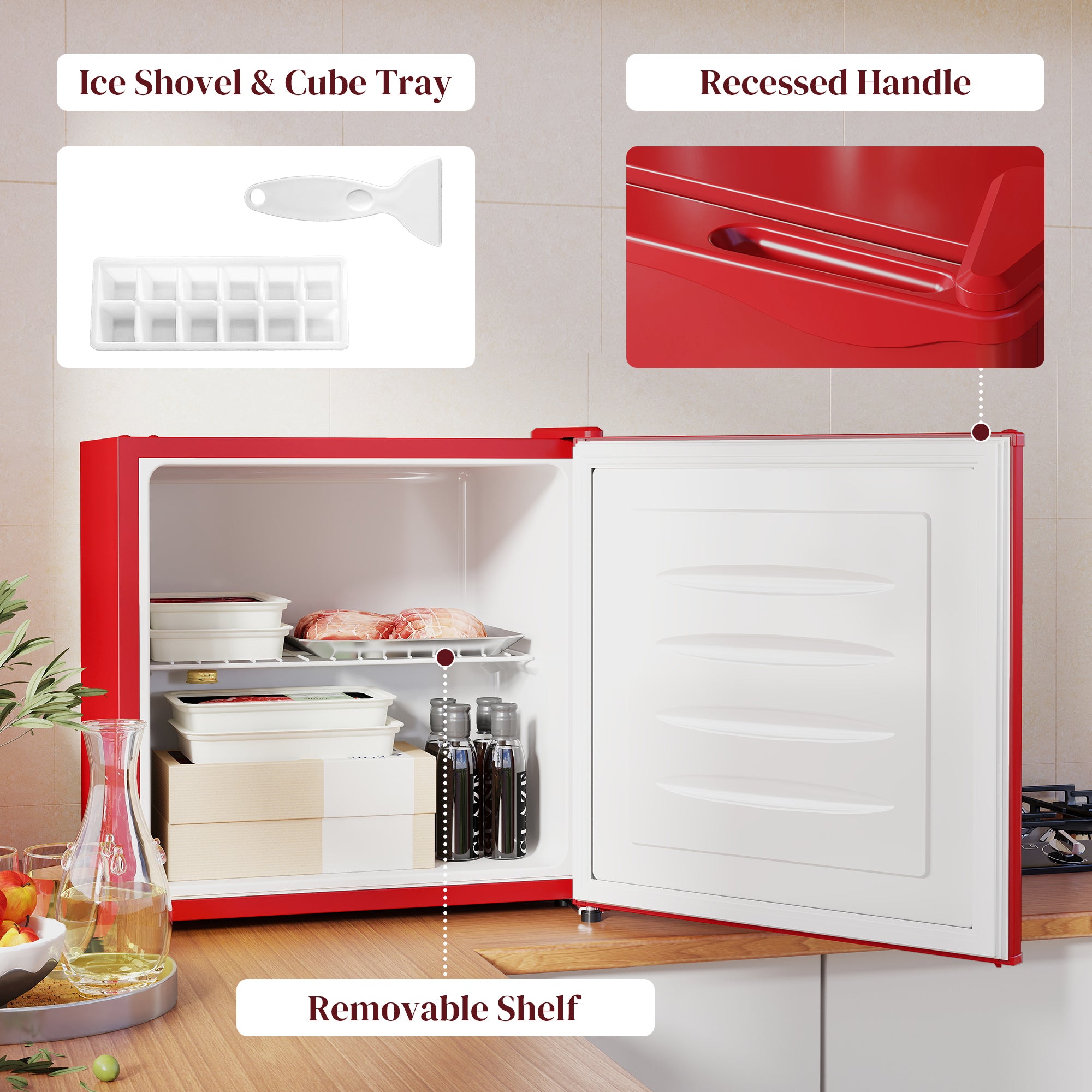 1.1 Cu. Ft. Mini Freezer Upright Red-DECOROLALA