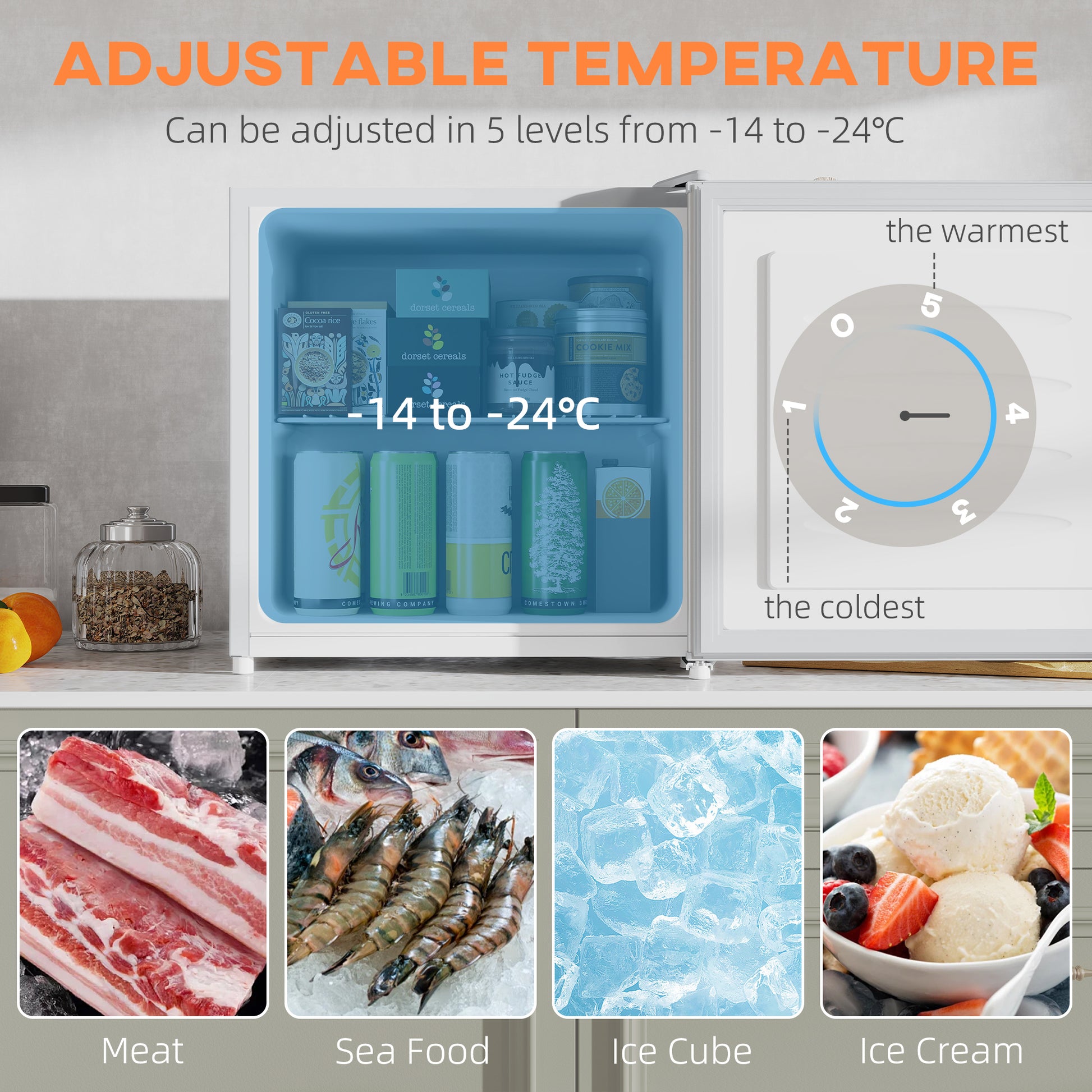 1.1 Cu. Ft. Mini Freezer - White Reversible Door-DECOROLALA