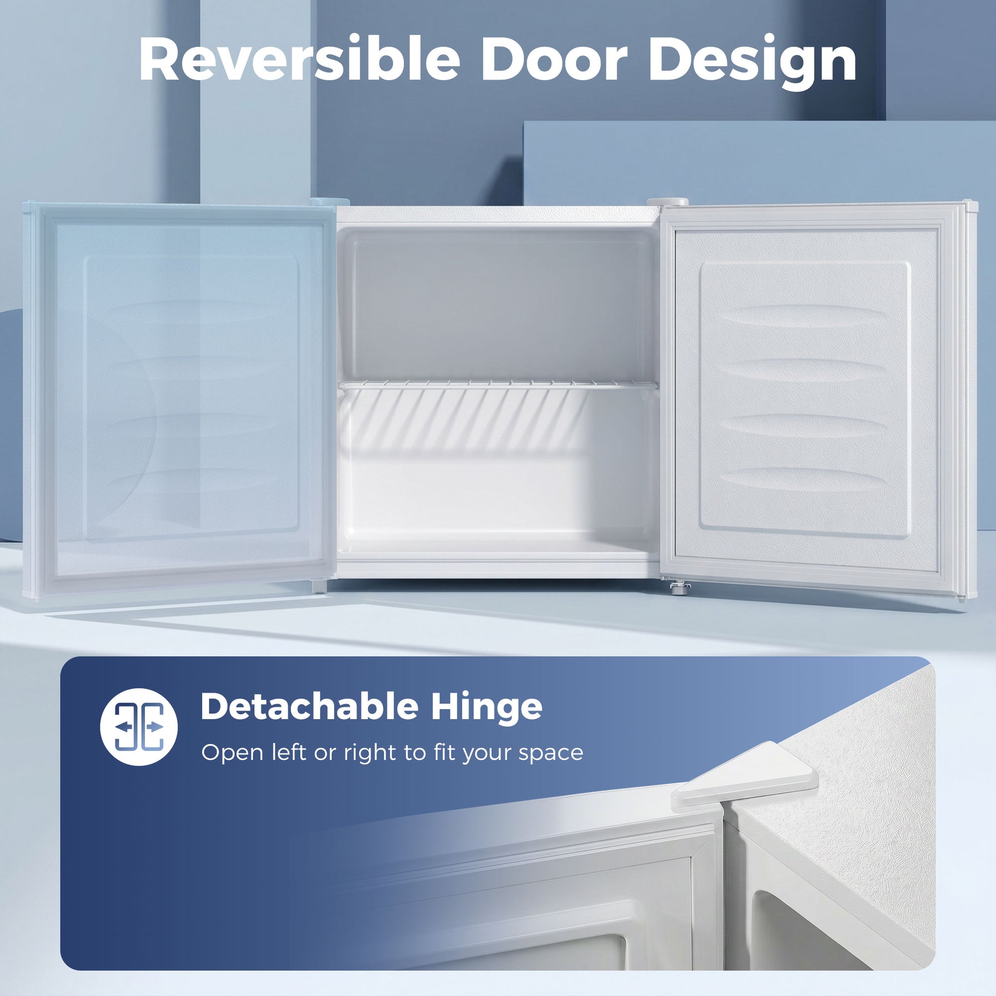 1.1 Cu. Ft. Mini Freezer - White Reversible Door-DECOROLALA
