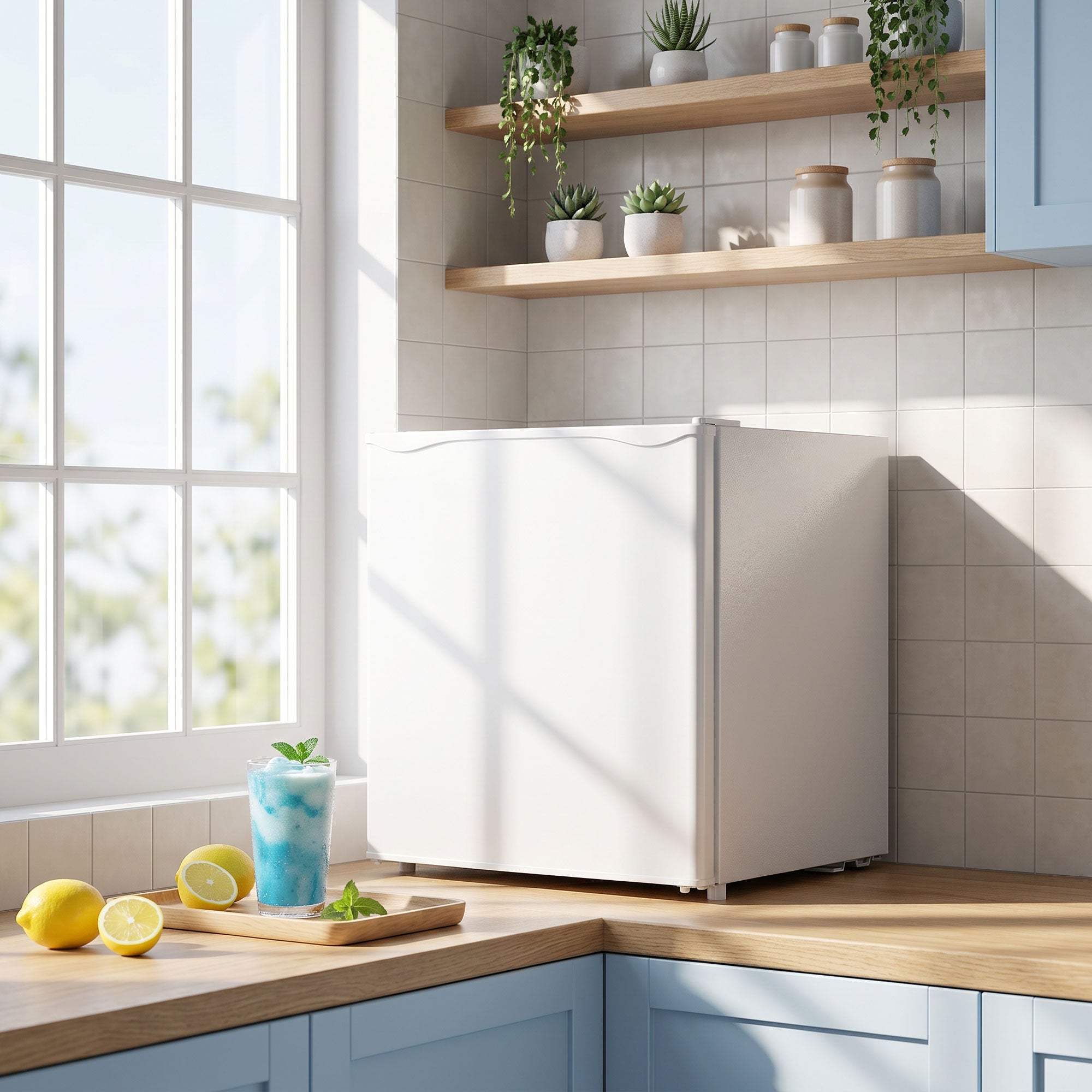 1.1 Cu. Ft. Mini Freezer - White Reversible Door-DECOROLALA