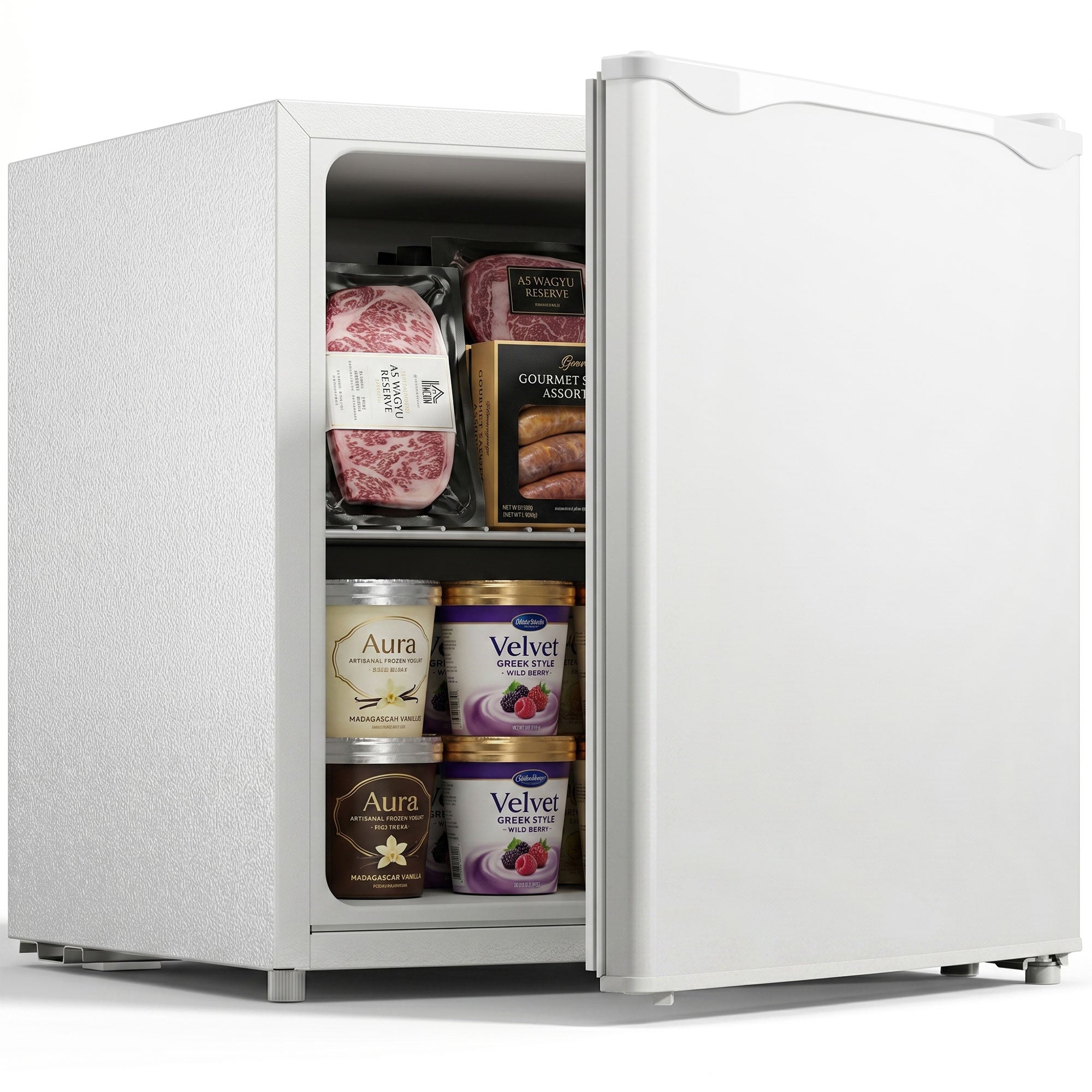 1.1 Cu. Ft. Mini Freezer - White Reversible Door-DECOROLALA