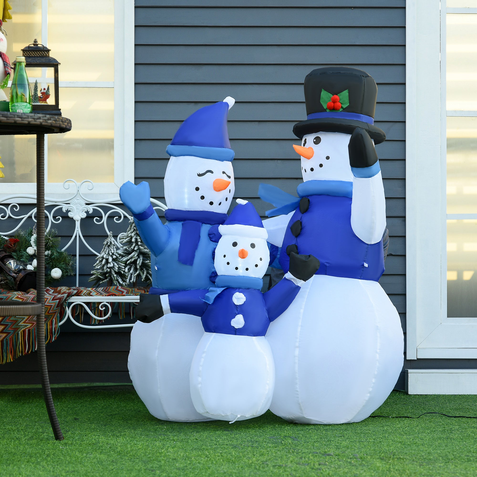 1.2M Tall Large LED Lighted Christmas Inflatable Snowmen Family Outdoor Indoor Holiday Decorations-Home Furnishings > Holiday & Seasonal > Christmas Decorations > Christmas Inflatables-DECOROLALA