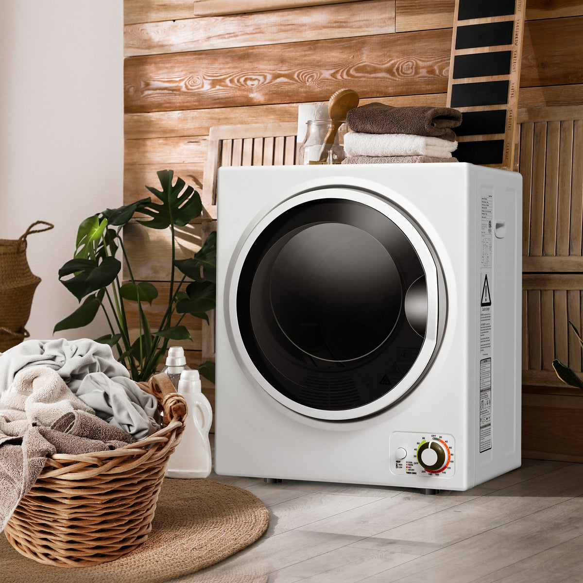 1.5 Cu .ft Clothes Dryer with with Stainless Steel Wall Mount-White-Dryers-DECOROLALA