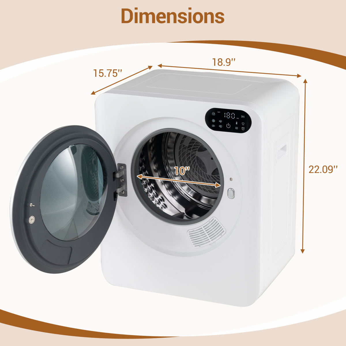 1.5 Cu.Ft White Portable Clothes Dryer with LED Control-White-Dryers-DECOROLALA