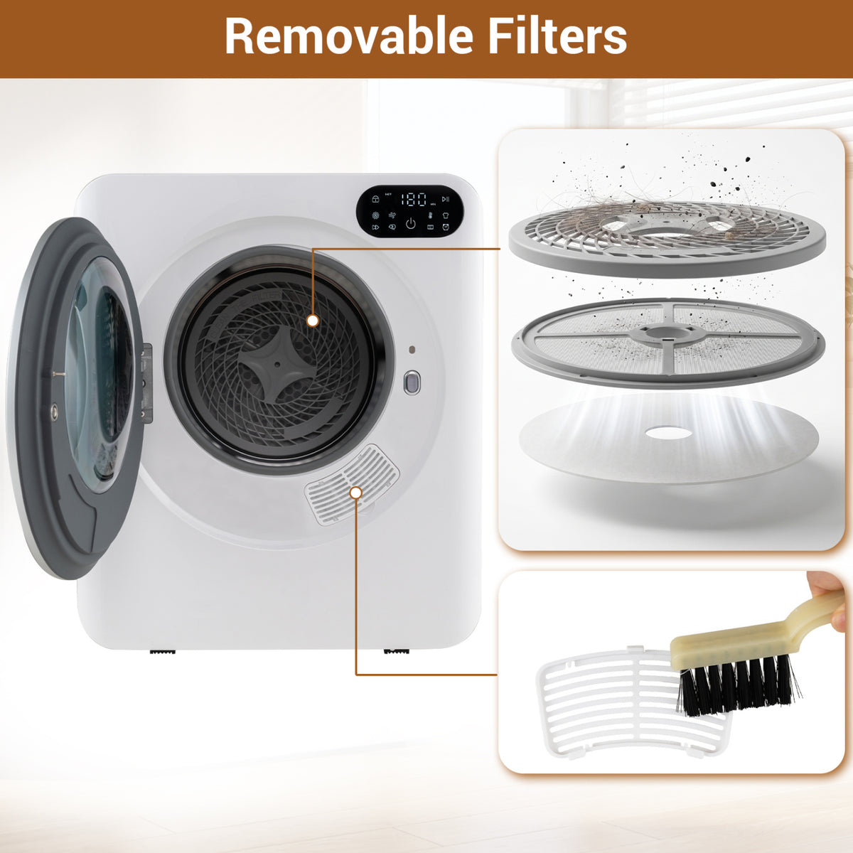 1.5 Cu.Ft White Portable Clothes Dryer with LED Control-White-Dryers-DECOROLALA