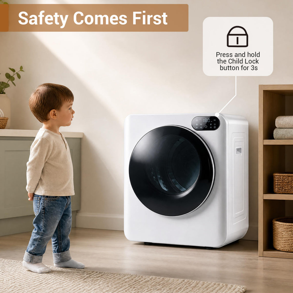 1.5 Cu.Ft White Portable Clothes Dryer with LED Control-White-Dryers-DECOROLALA