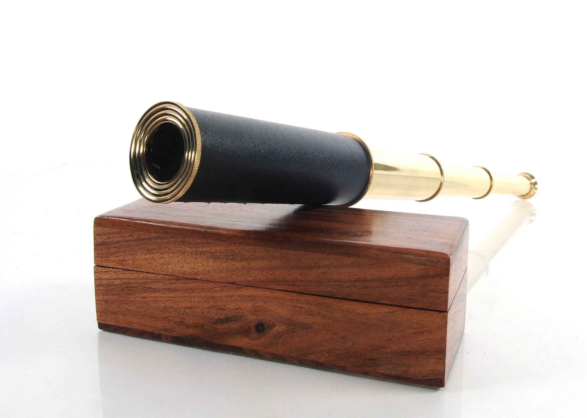 1.5" X 15" X 1.5" Handheld Telescope In Wood Box-Sculptures-DECOROLALA