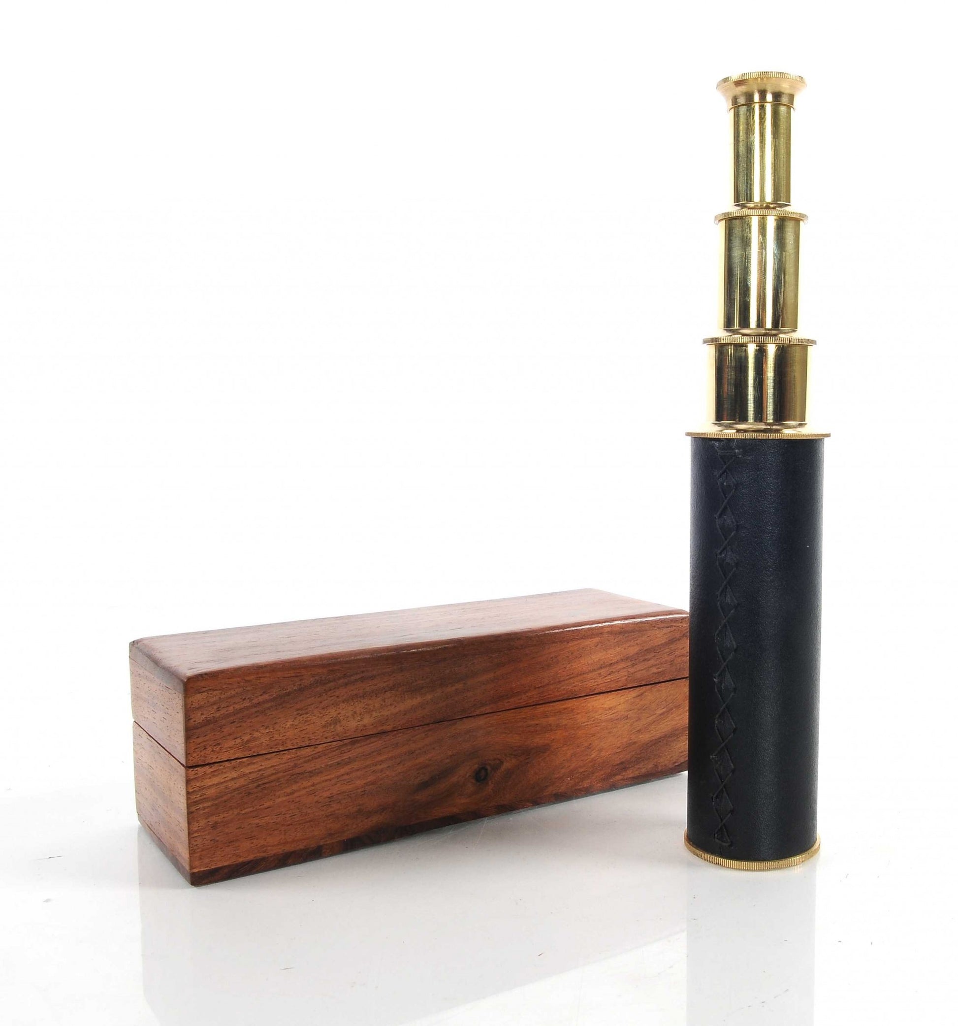 1.5" X 15" X 1.5" Handheld Telescope In Wood Box-Sculptures-DECOROLALA