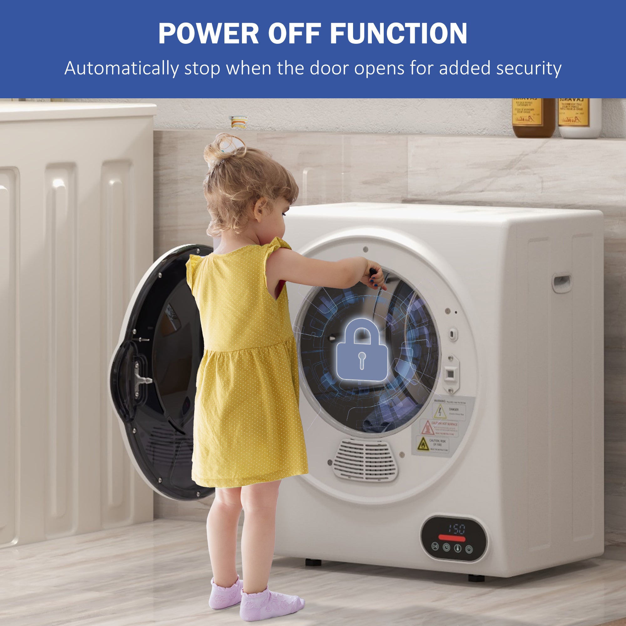 1.5 cu. ft. Portable Compact Clothes Dryer 850W White-DECOROLALA