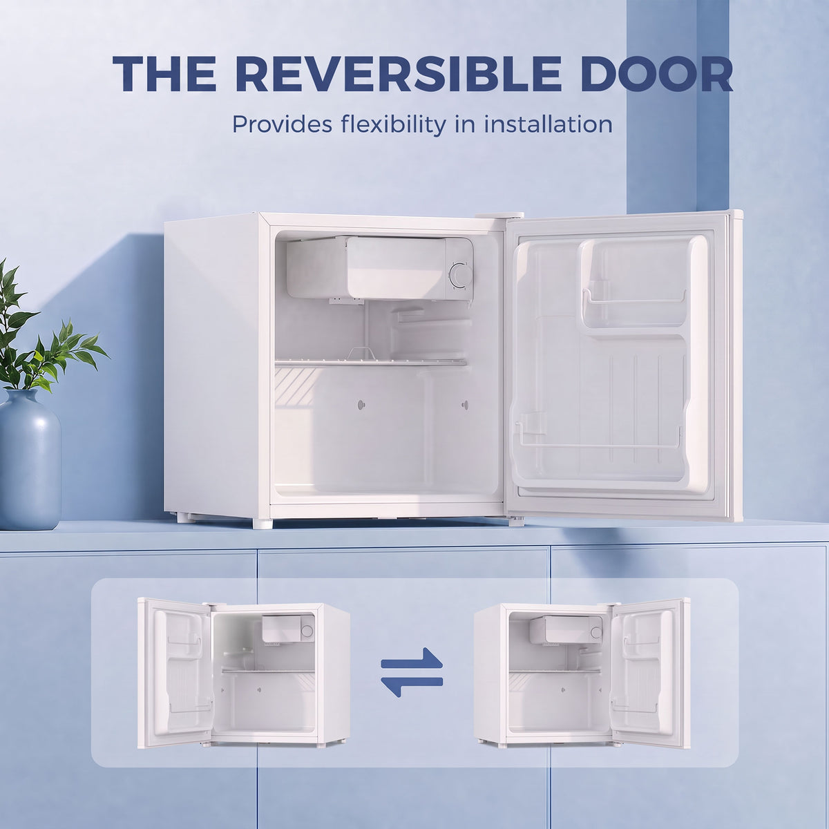 1.62 Cu Ft Compact Mini Fridge with Freezer - White-Small Kitchen Appliances-DECOROLALA