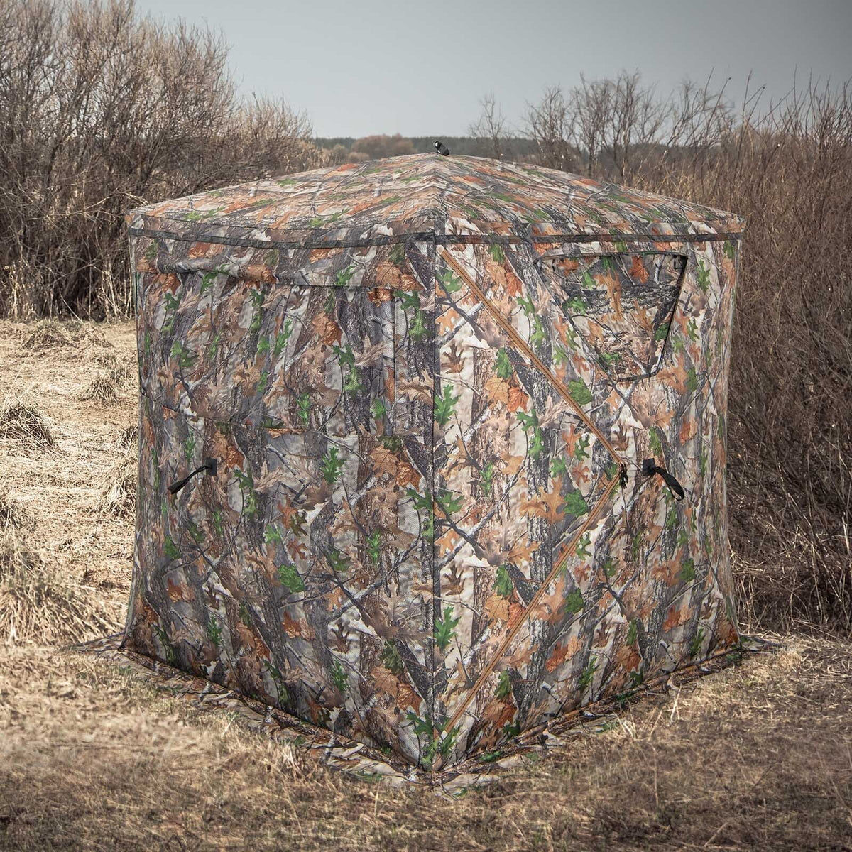 2-3 Person Hunting Blind Portable Pop Up Ground Tent with Carry Bag and Storage Pocket-Tents-DECOROLALA