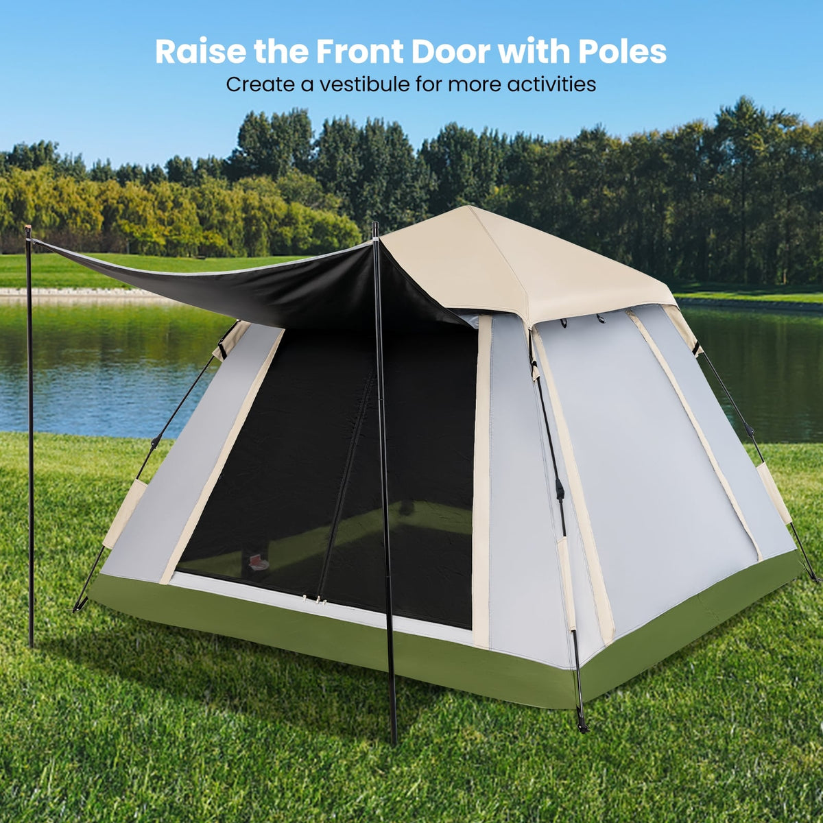 2-4 Person Instant Pop-up Camping Tent with Removable Rainfly-Tents-DECOROLALA
