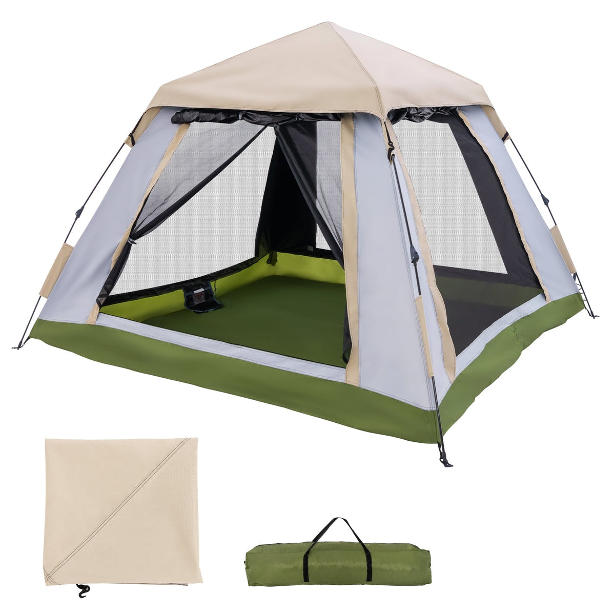 2-4 Person Instant Pop-up Camping Tent with Removable Rainfly-Tents-DECOROLALA