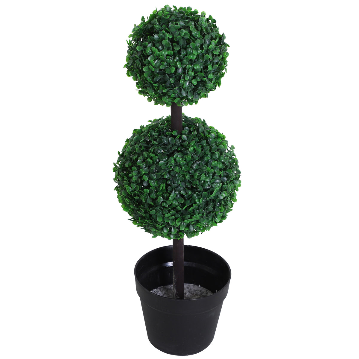 2 Ball Topiary Tree in Pot for Home Decor, Artificial Plant for Home Office, Living Room Decor, Dark Green-Artificial Trees-DECOROLALA