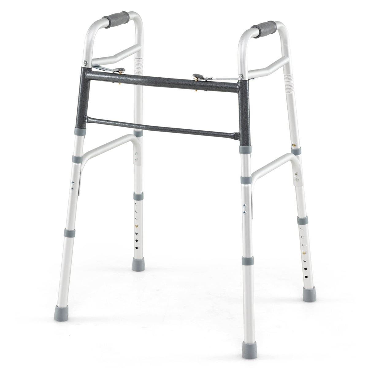 2-Button Folding Walker Lightweight with 7-Level Adjustable Height-Walkers & Rollators-DECOROLALA