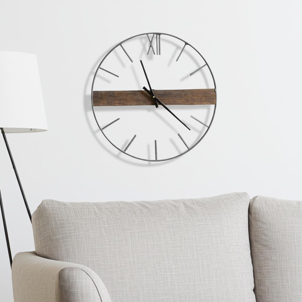 2" Circle Black Metal Skeleton Wall Clock-Wall Clocks-DECOROLALA