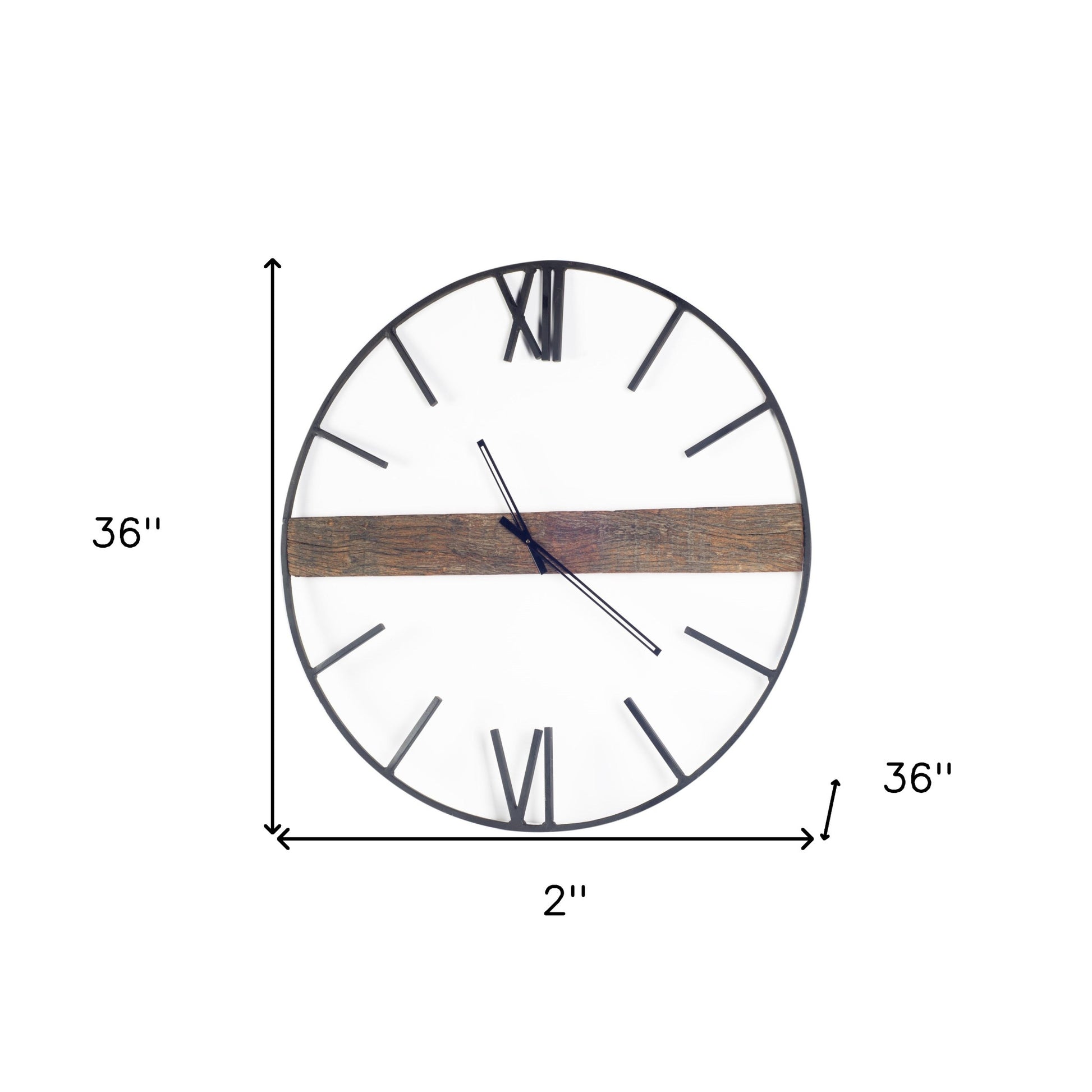 2" Circle Black Metal Skeleton Wall Clock-Wall Clocks-DECOROLALA