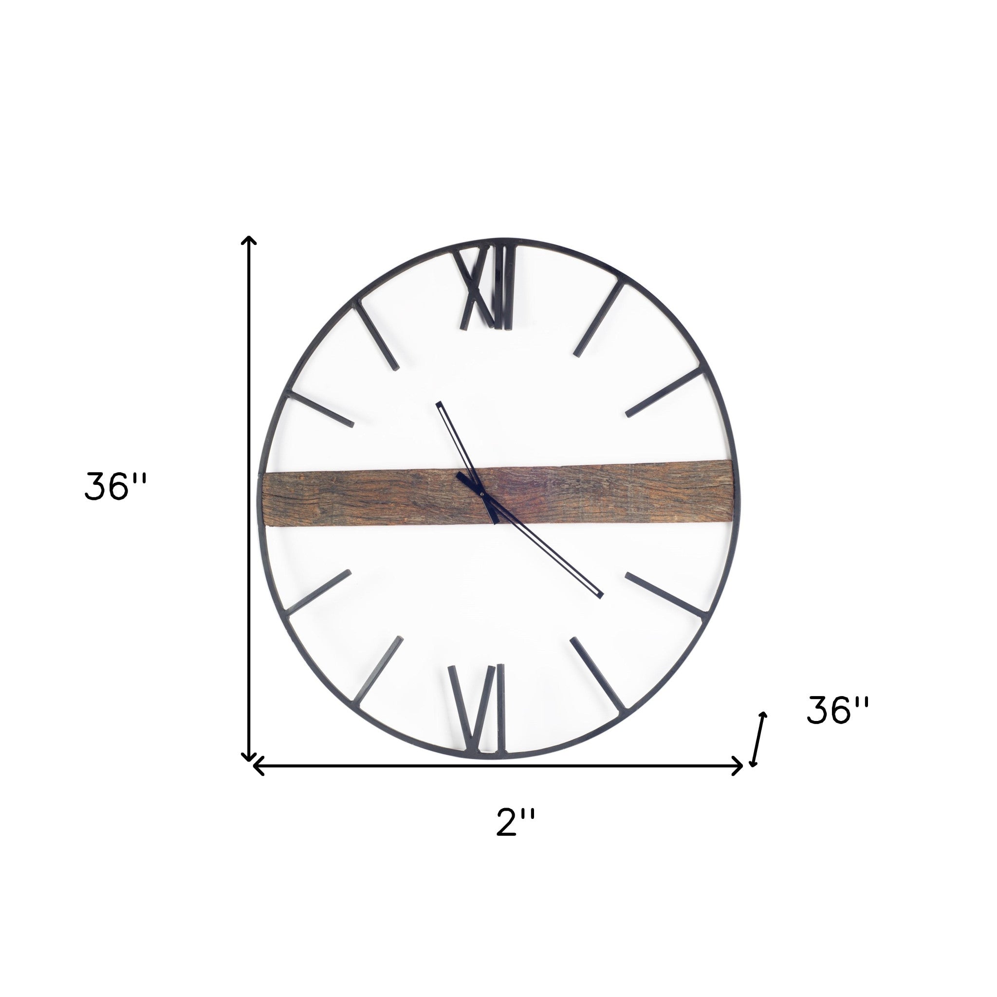 2" Circle Black Metal Skeleton Wall Clock-Wall Clocks-DECOROLALA