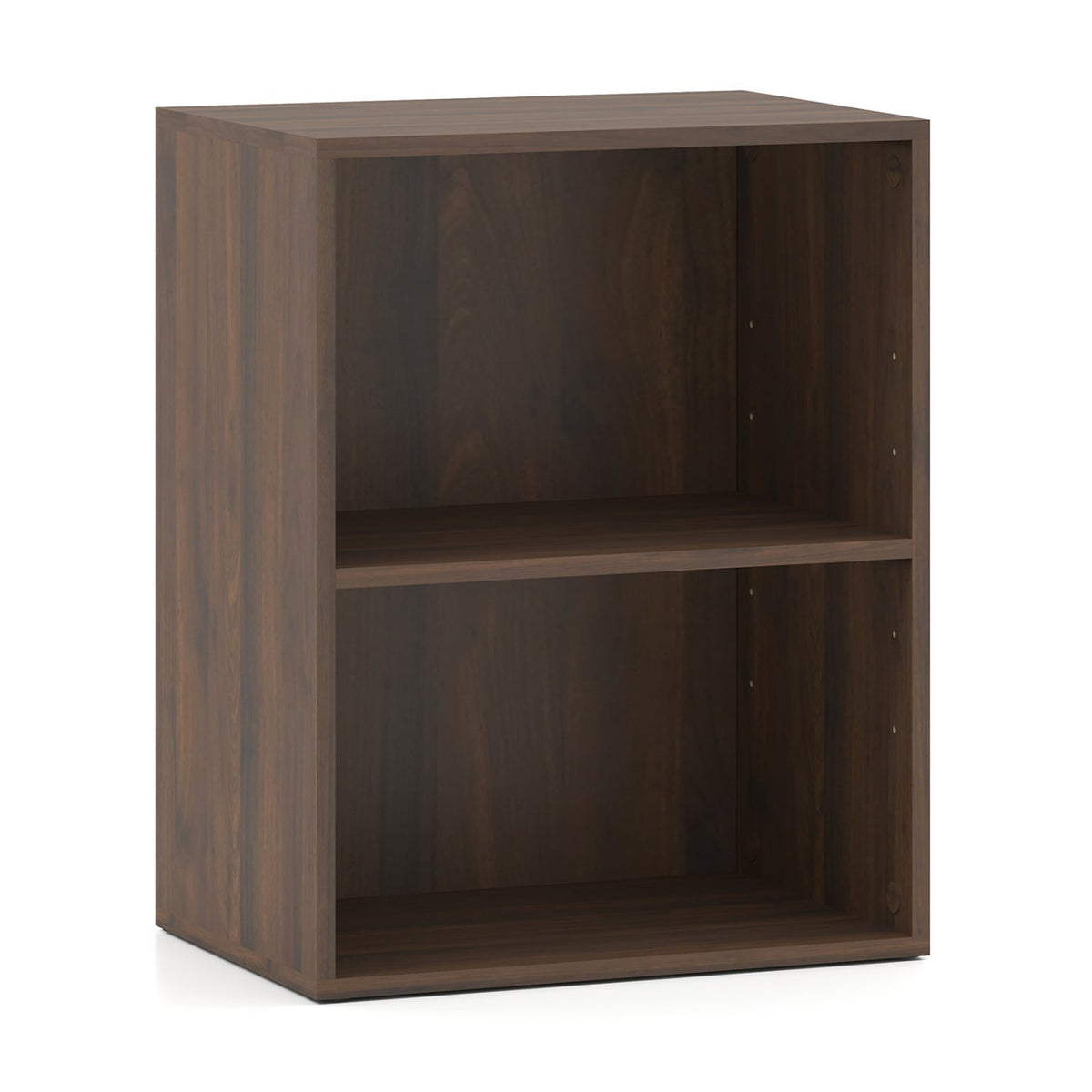 2-Cube Bookcase Floor Standing Open Bookshelf with 5-Position Adjustable Shelf-Dark Walnut-Bookcases-DECOROLALA