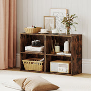 2-Cube Bookcase Set of 2 Floor Standing Open Bookshelf w/ 5-Position Adjustable Shelf-Brown-Bookcases-DECOROLALA