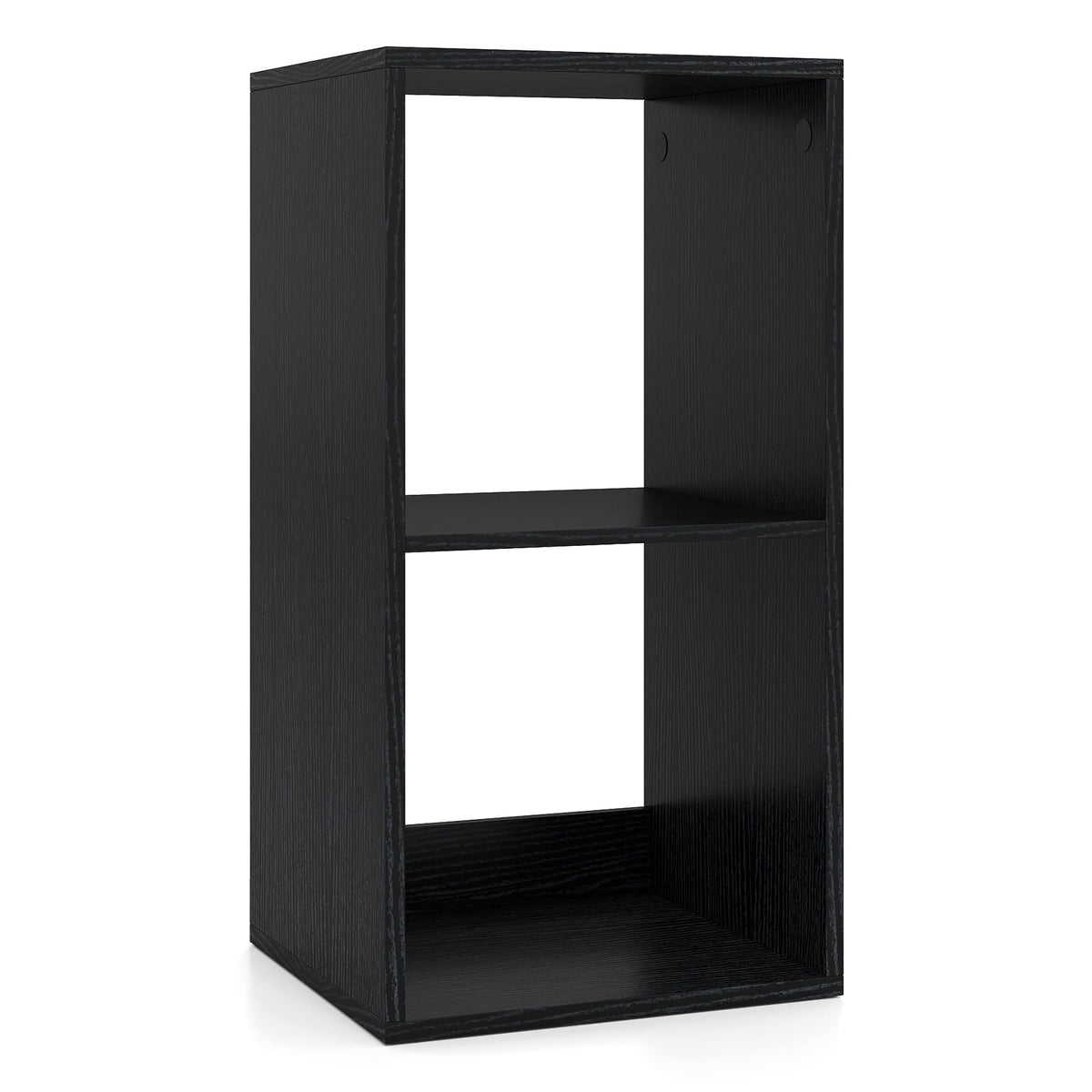 2 Cube Bookshelf with Back Guardrail for Living Room Bedroom-Black-Bookcases-DECOROLALA