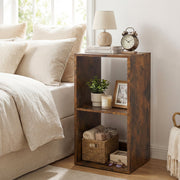 2 Cube Bookshelf with Back Guardrail for Living Room Bedroom-Rustic Brown-Bookcases-DECOROLALA